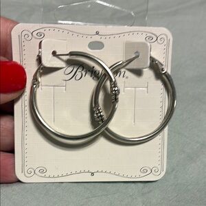 Brighton Silver Hoop Earrings Twinkle Medium Hoop Post Earrings